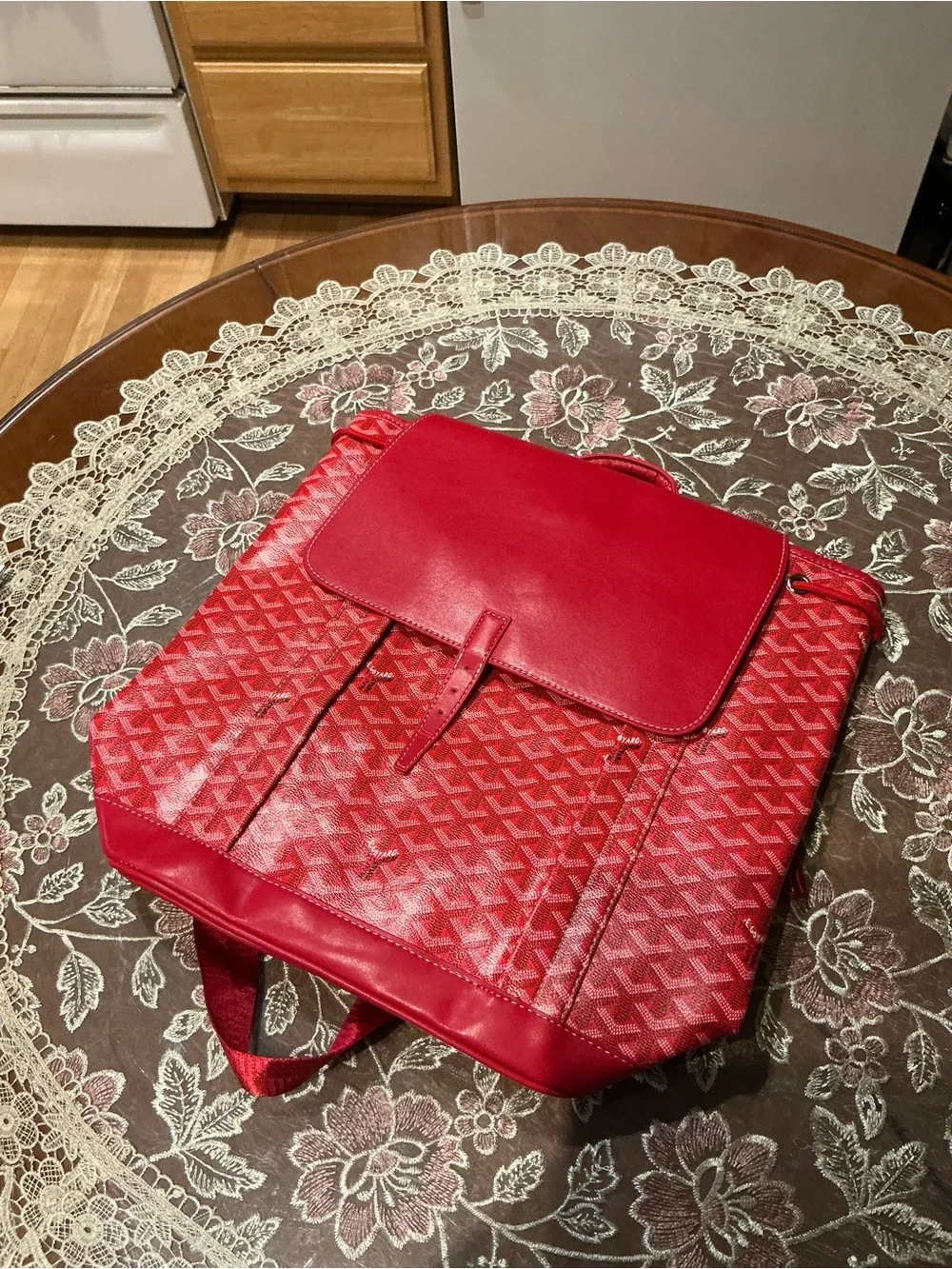 Goyard Red Leather Backpack Clip Strap